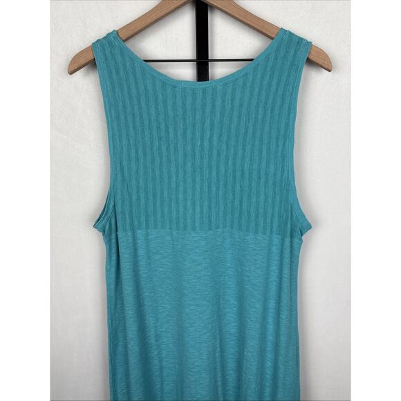 Cut Loose Linen Blend Maxi Tank Dress Women's XL Blue Asymmetrical Hem Lagenlook - Picture 5 of 8